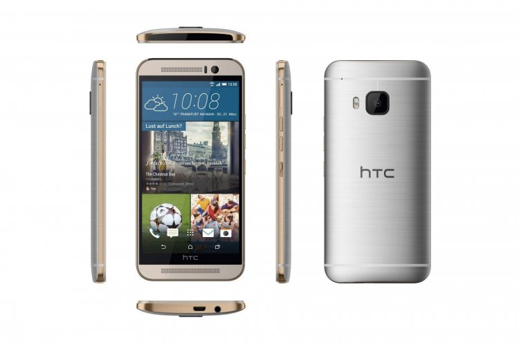 HTC - One (M9) 4G with 32GB Memory Cell Phone - Gold on Silver - Click Image to Close