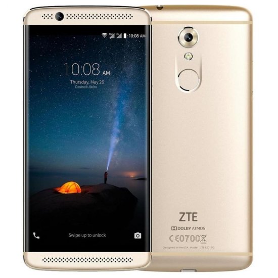 ZTE Axon 7 Unlocked Smartphone, Ion Gold, 64 GB. - Click Image to Close
