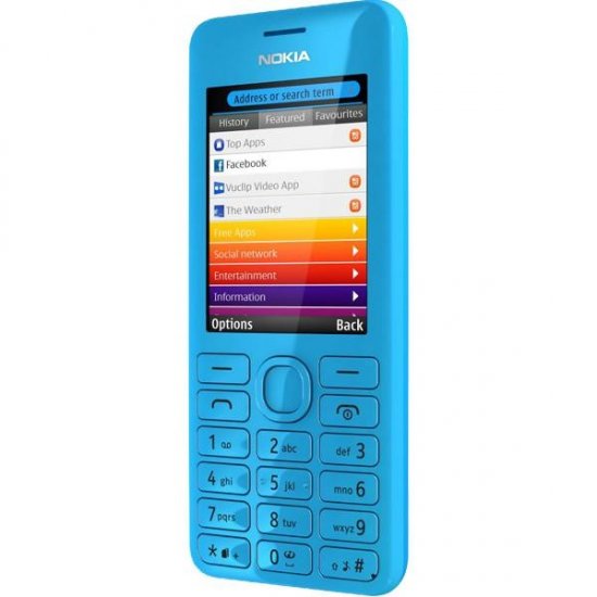 Nokia Asha 206 Dual-band Unlocked GSM (blue) - Click Image to Close