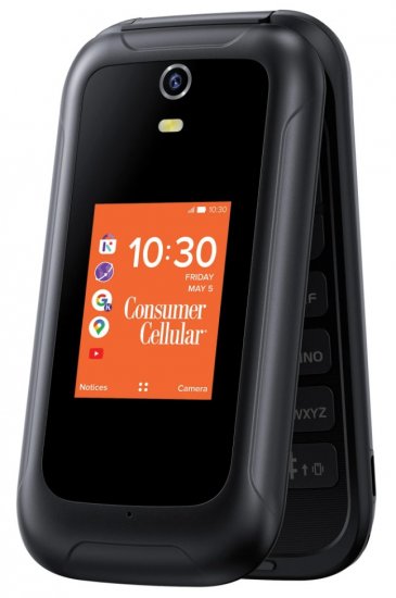 Consumer Cellular Iris, 8GB, Black - Flip Phone - Click Image to Close