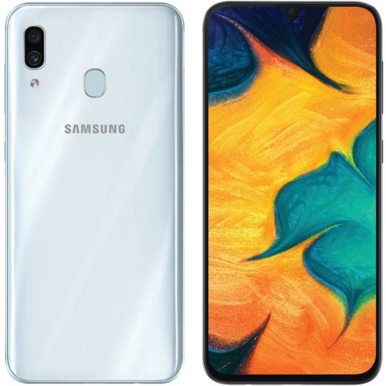 Samsung Galaxy A30 - 32 GB - White - Unlocked - GSM - Click Image to Close